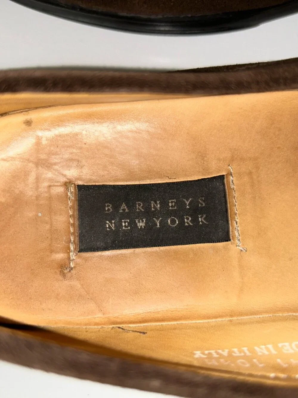 Barneys New York Men's 10.5 Brown Sued Penny Loafers style 2241